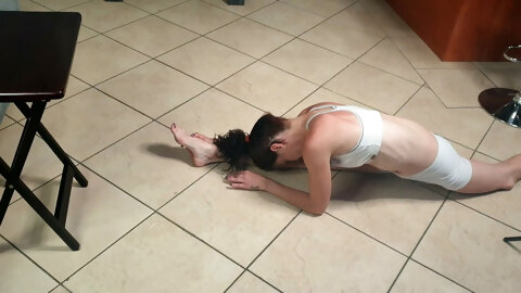 Skinny Flexible Slut Pisses In Her Mouth While Doing Yoga Solo